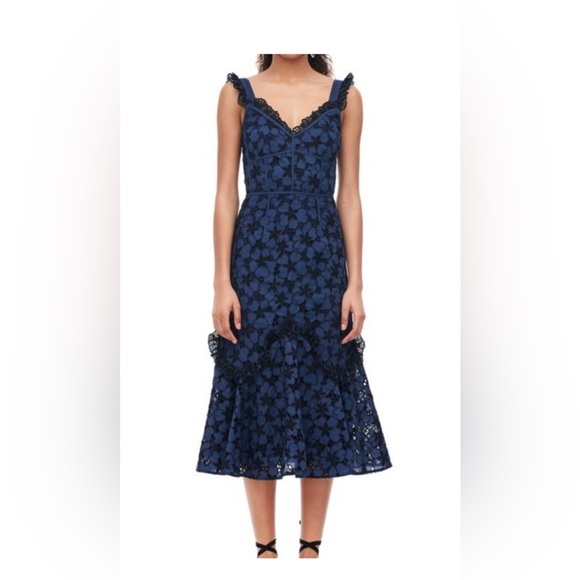 Rebecca Taylor Dresses & Skirts - Rebecca Taylor Adrianna Embroidered Eyelet Blueberry Dress